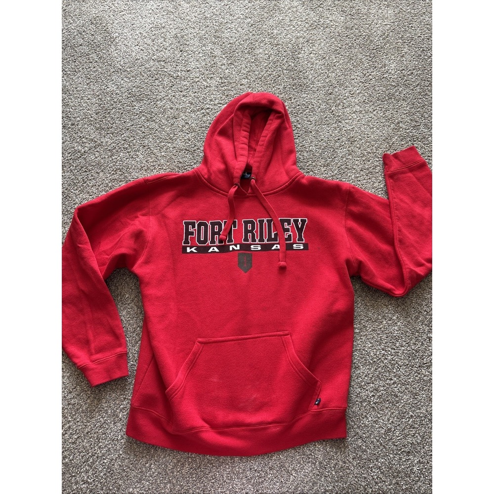 J America Fort Riley Kansas Red Hoodie Size Medium